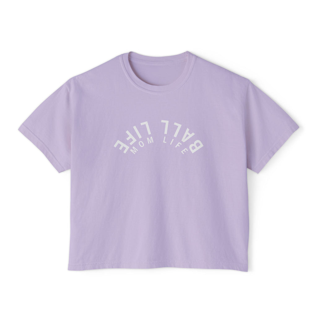 Boxy Tee — Ball Life Mom Life Upside Down Logo Women's Crop T-Shirt
