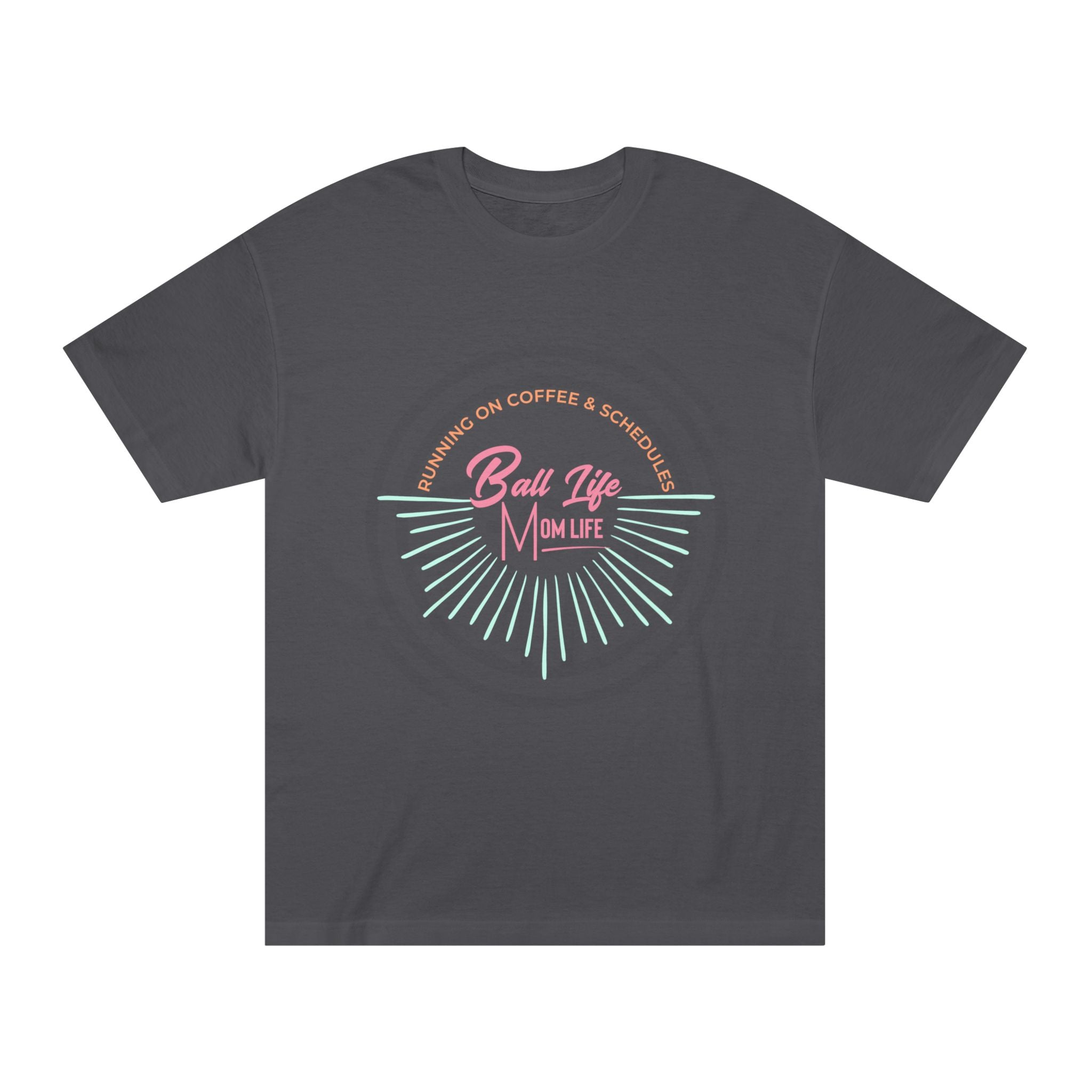 Ball Life Mom Life Graphic Tee — Running on Coffee & Schedules Retro Vibe