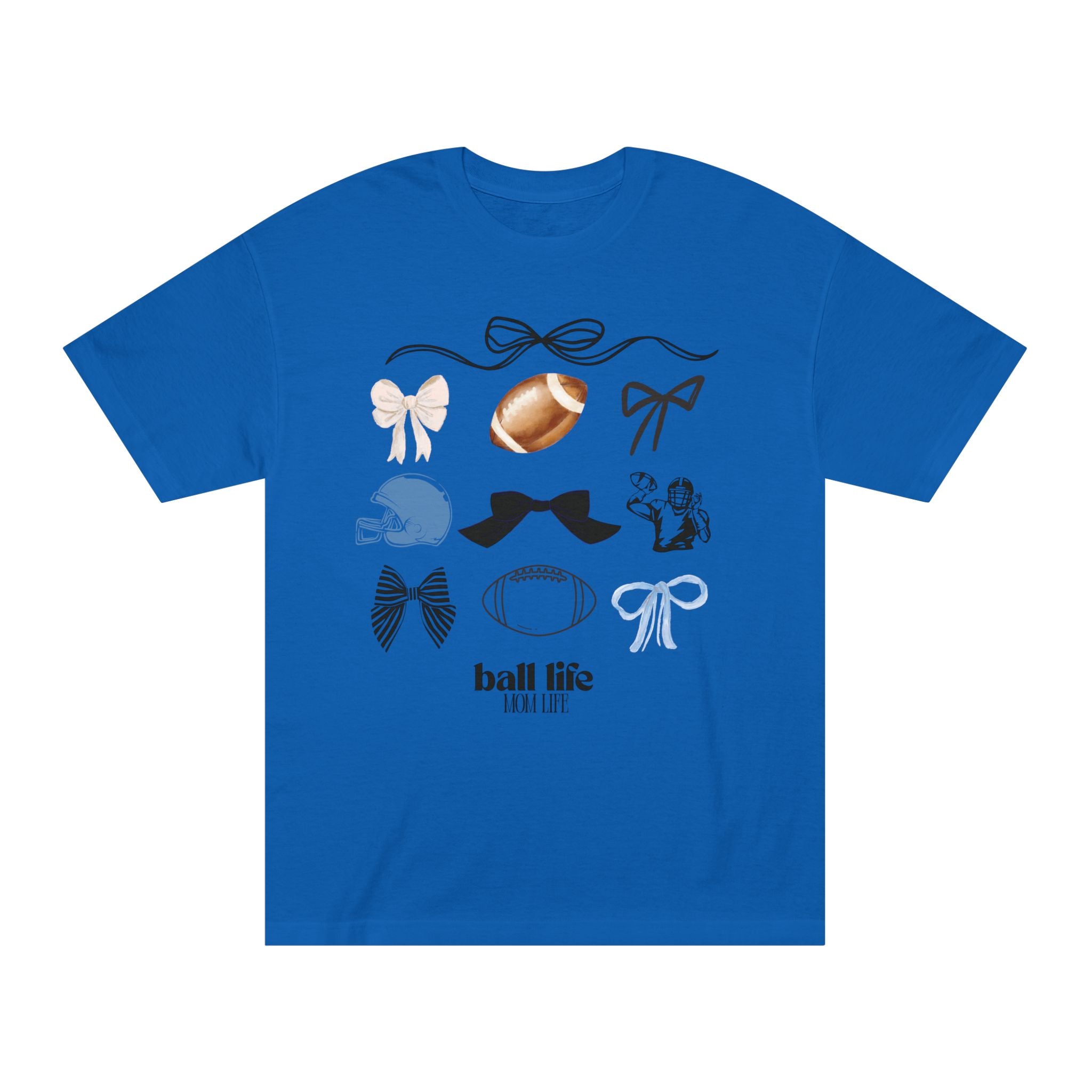 Football Mom Life Tee — Bow & Football Graphic Shirt