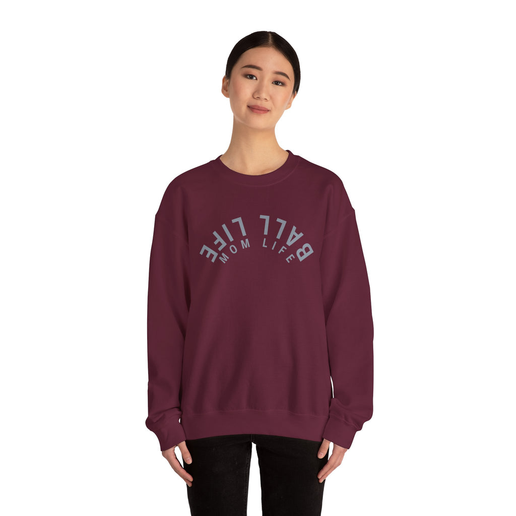 Crewneck Sweatshirt for Mom — Ball Life Mom Life Minimal Athletic Sweatshirt