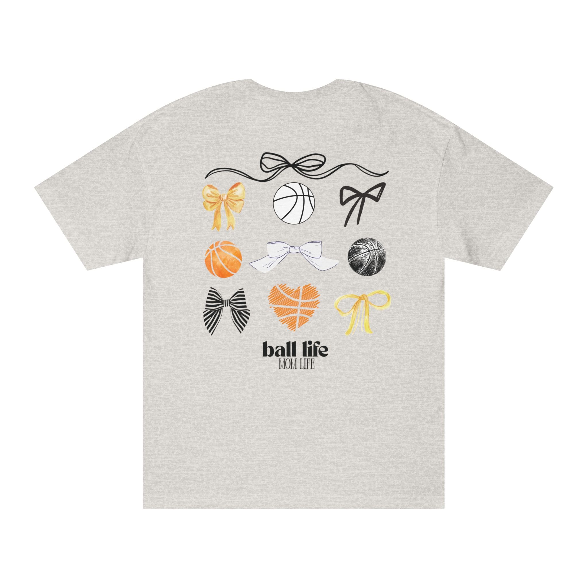 Basketball Bow Tee — "Ball Life Mom Life" Graphic Cotton T‑Shirt