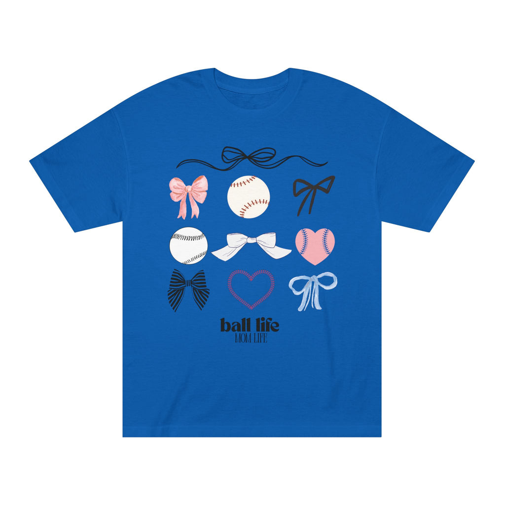 Baseball Bow Graphic Tee — "Ball Life" Bows & Heart Sports Shirt