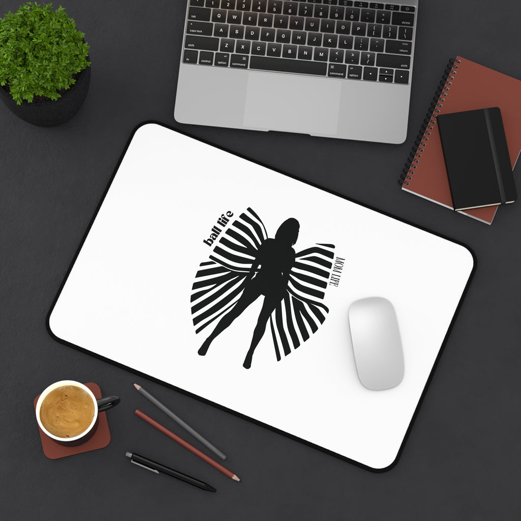 Silhouette and Bow Desk Mat — 'Ball Life Mom Life' Graphic Mouse Pad