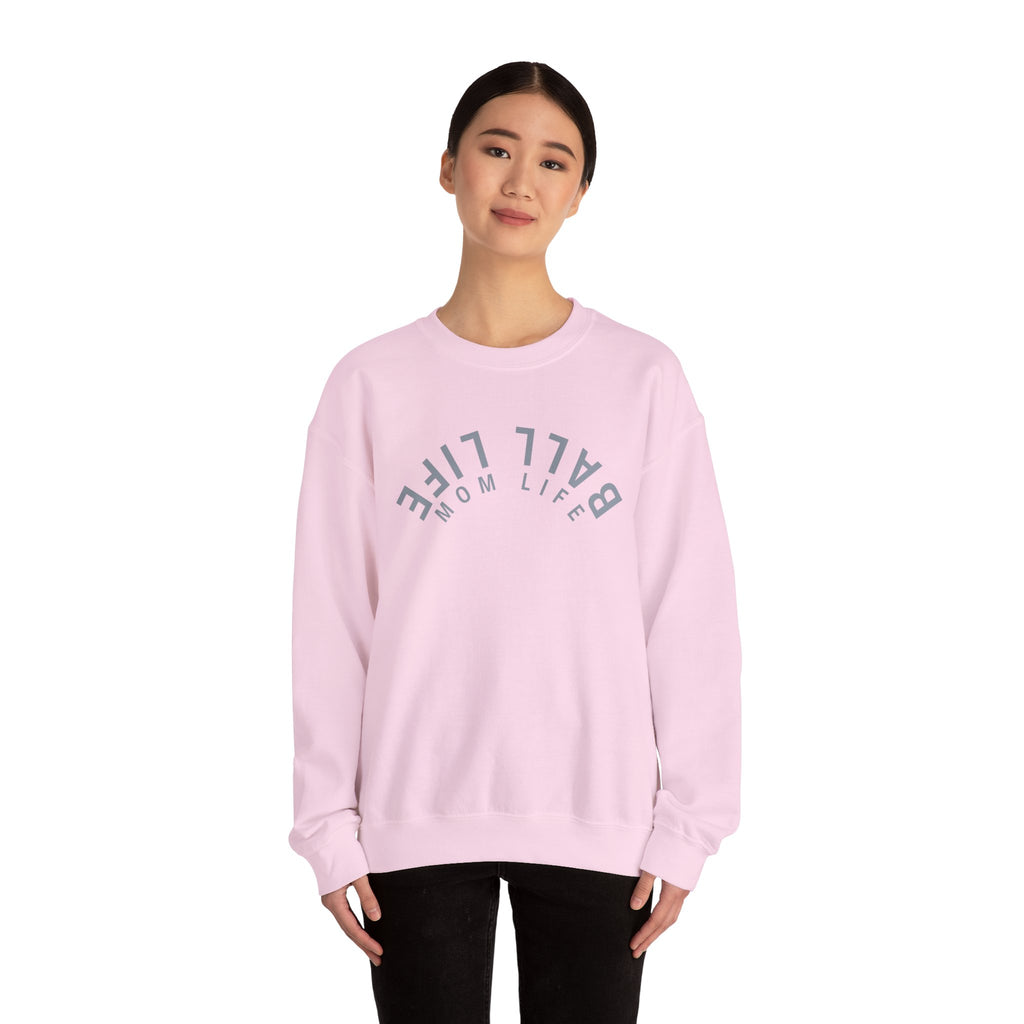 Crewneck Sweatshirt for Mom — Ball Life Mom Life Minimal Athletic Sweatshirt