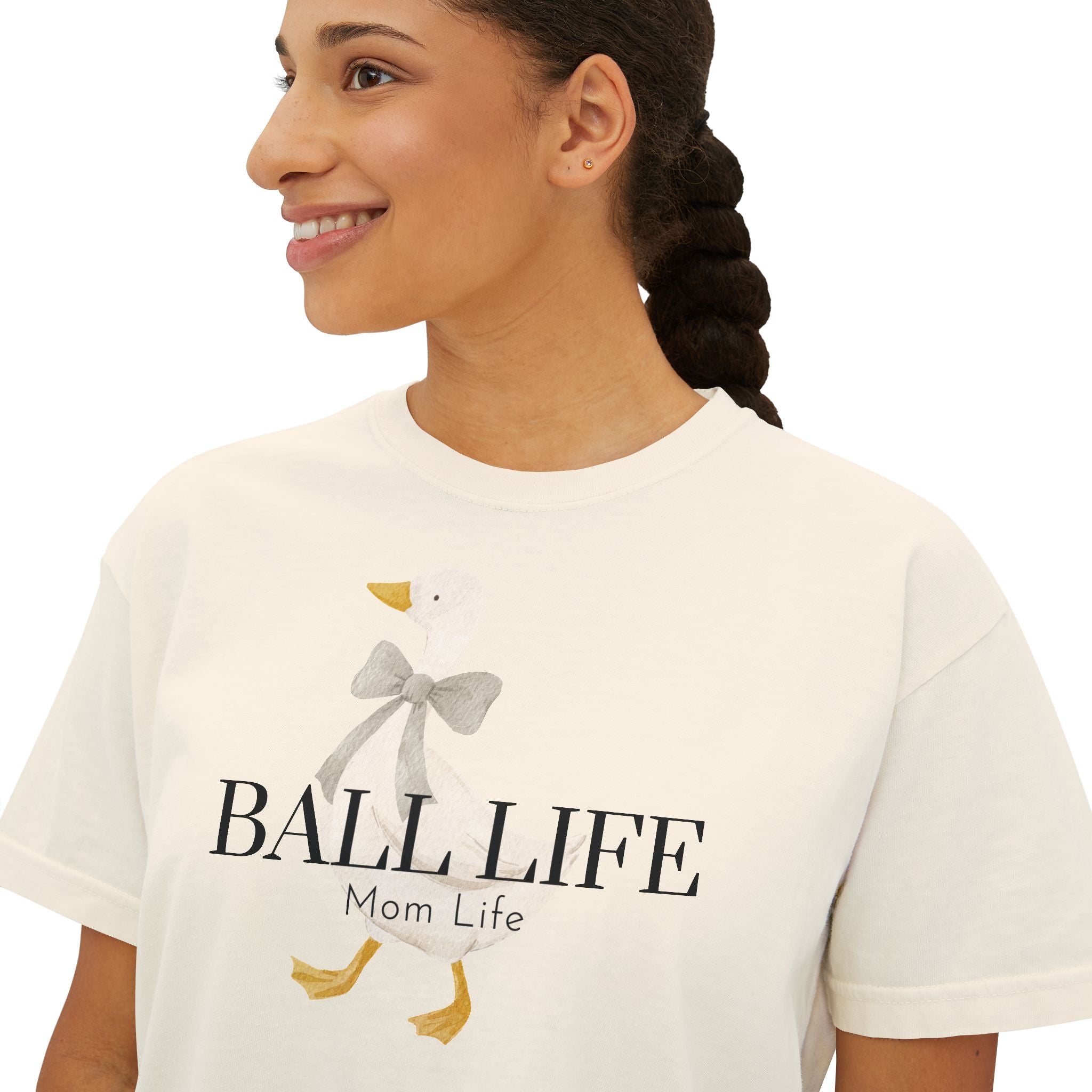 Women's Boxy Tee — Ball Life Mom Life Silly Goose Graphic