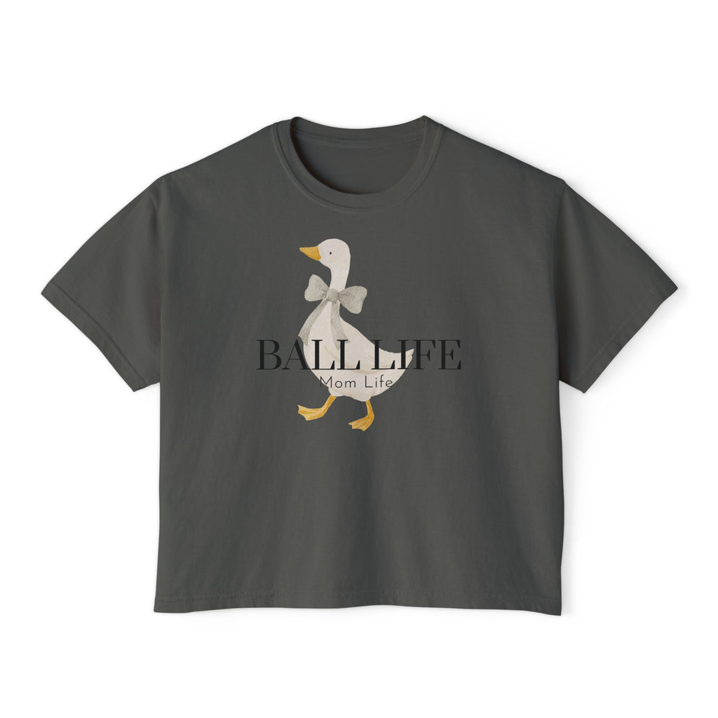 Women's Boxy Tee — Ball Life Mom Life Silly Goose Graphic