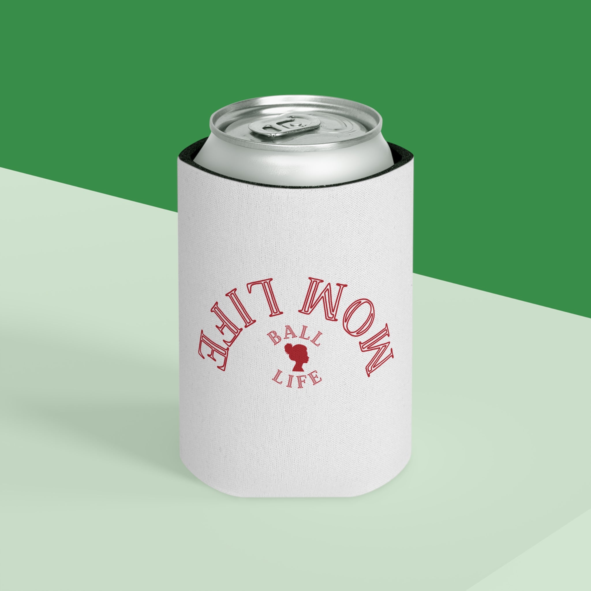 Can Coozie — Upside down Mom Life Ball Life Neoprene Can Cooler