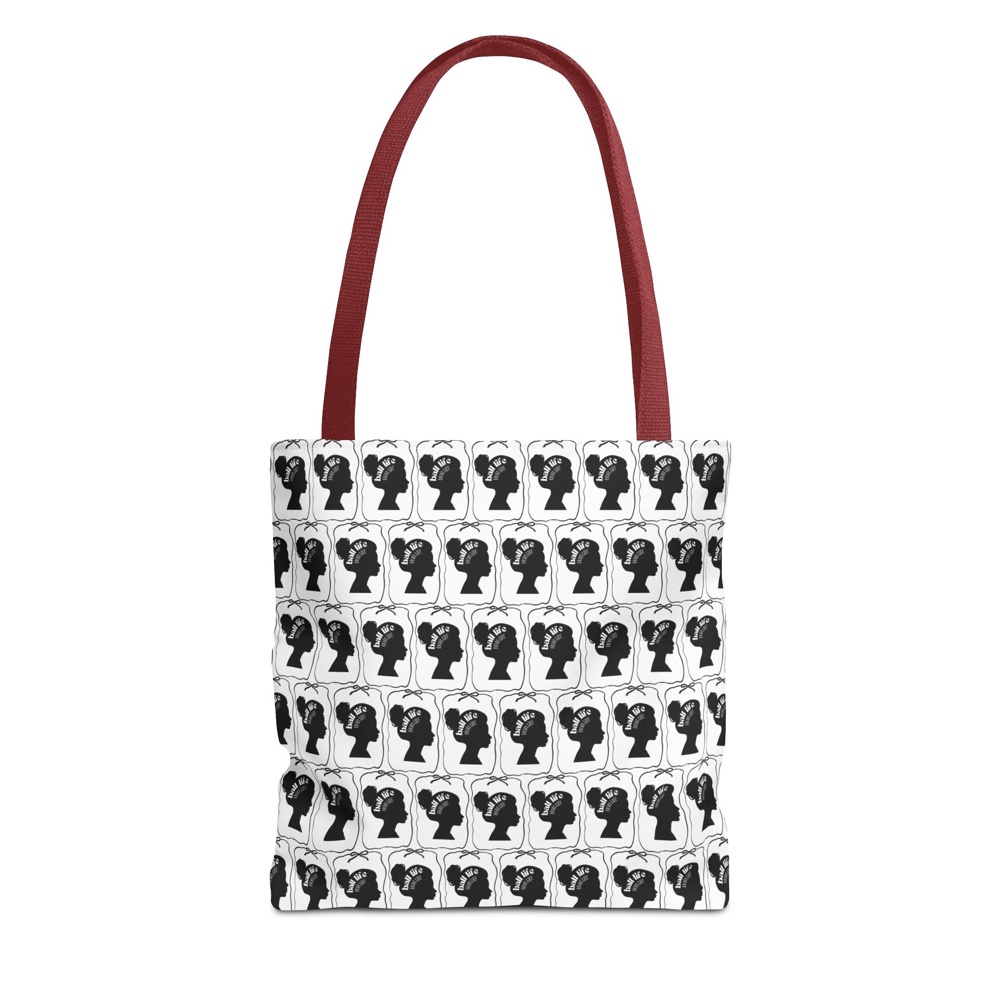 Black Pattern Tote Bag — Repeating Silhouette All-Over Print Ball Life Mom Life Graphic