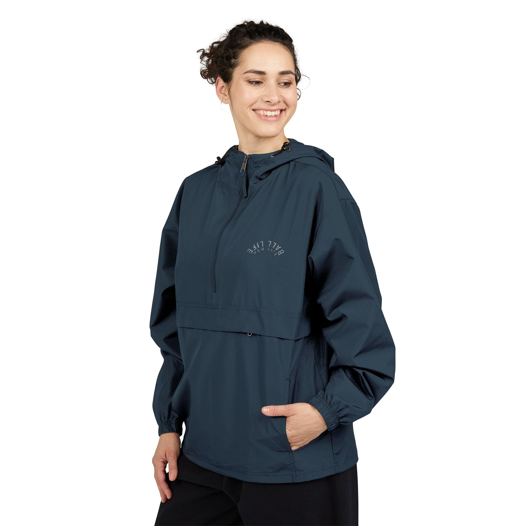 Lightweight Packable Anorak Jacket — Weatherproof Pullover Ball Life Mom Life Embroidery