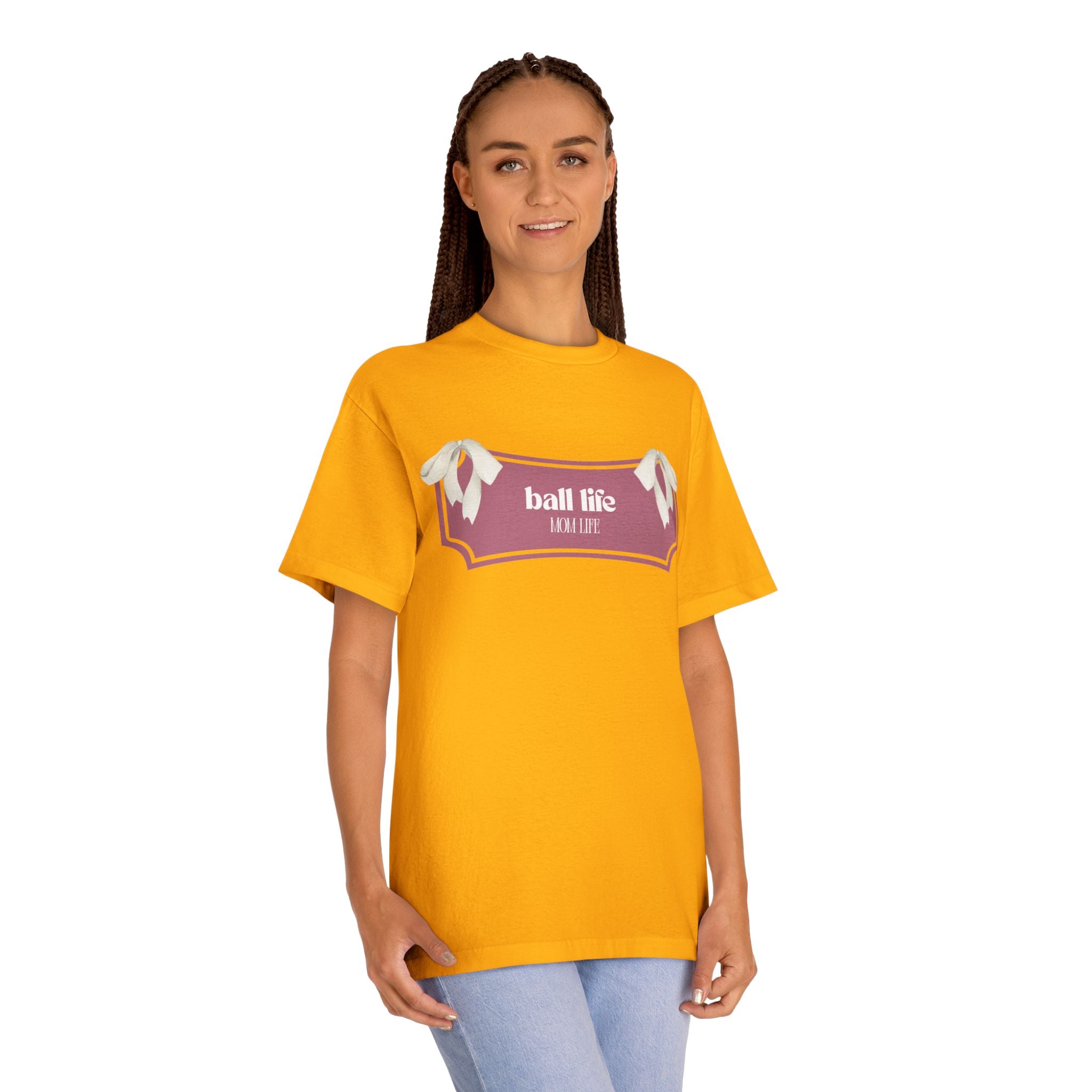 Mom Life Ball Life Ribbon Graphic Tee