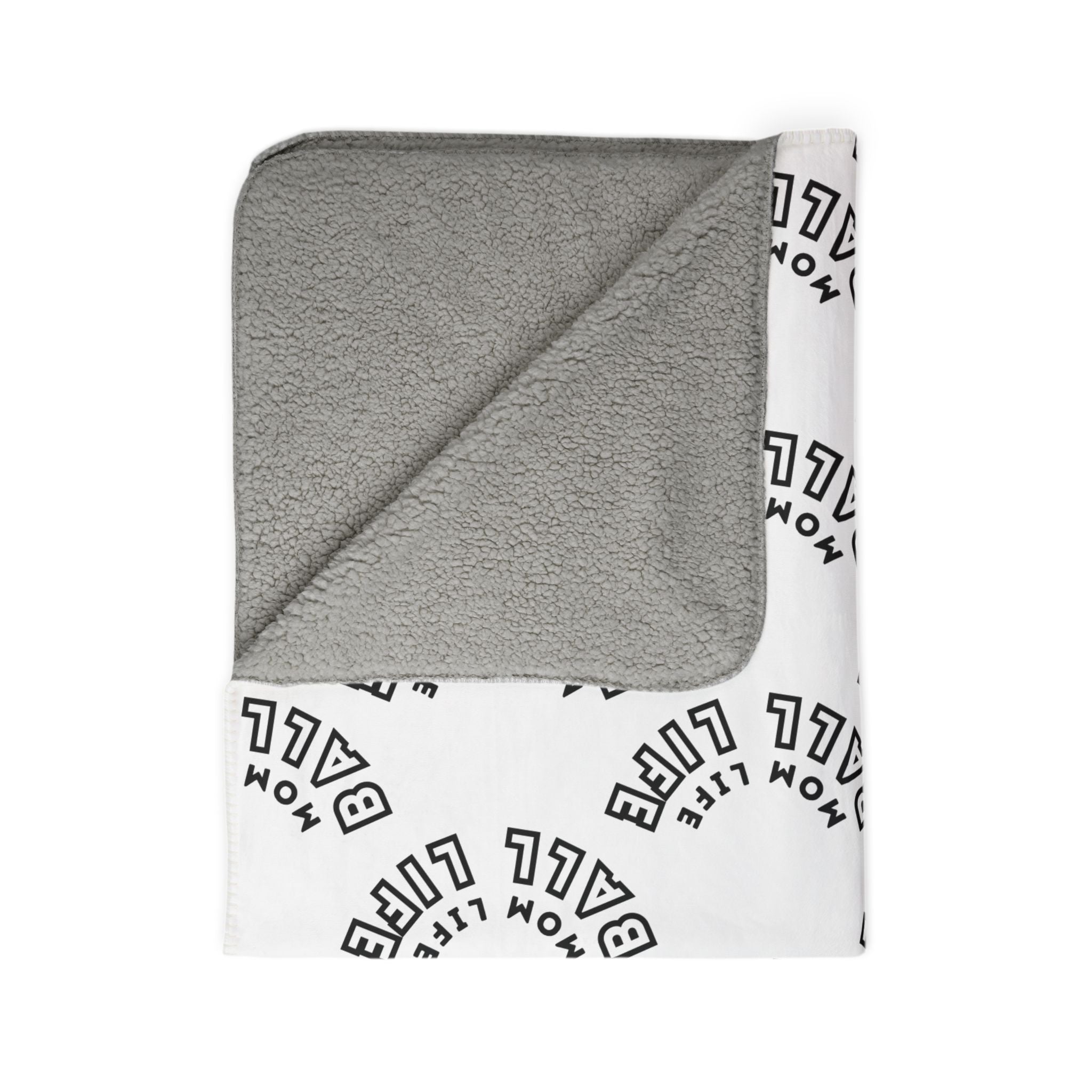 Fleece & Sherpa Blanket Repeating Typography — Mom Life Ball Life Cozy Fleece Throw for Game Day