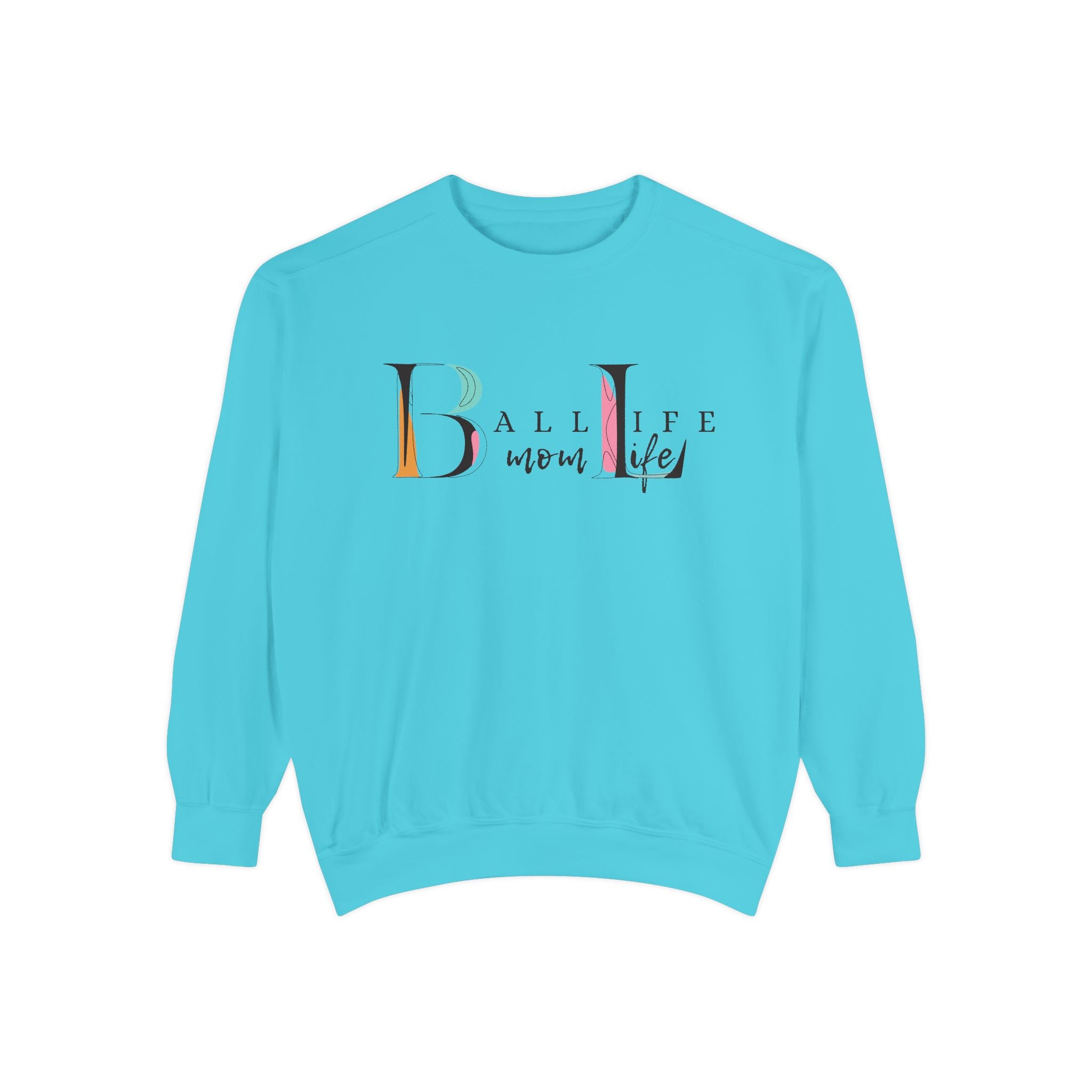 Comfort Colors Crewneck Sweatshirt — Ball Life Mom Life Graphic Game Day Sweatshirt