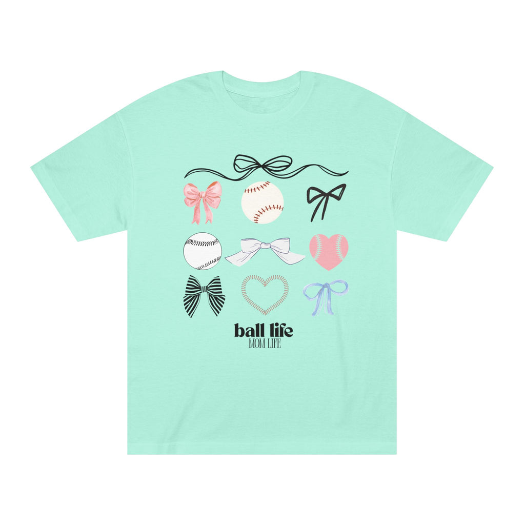 Baseball Bow Graphic Tee — "Ball Life" Bows & Heart Sports Shirt