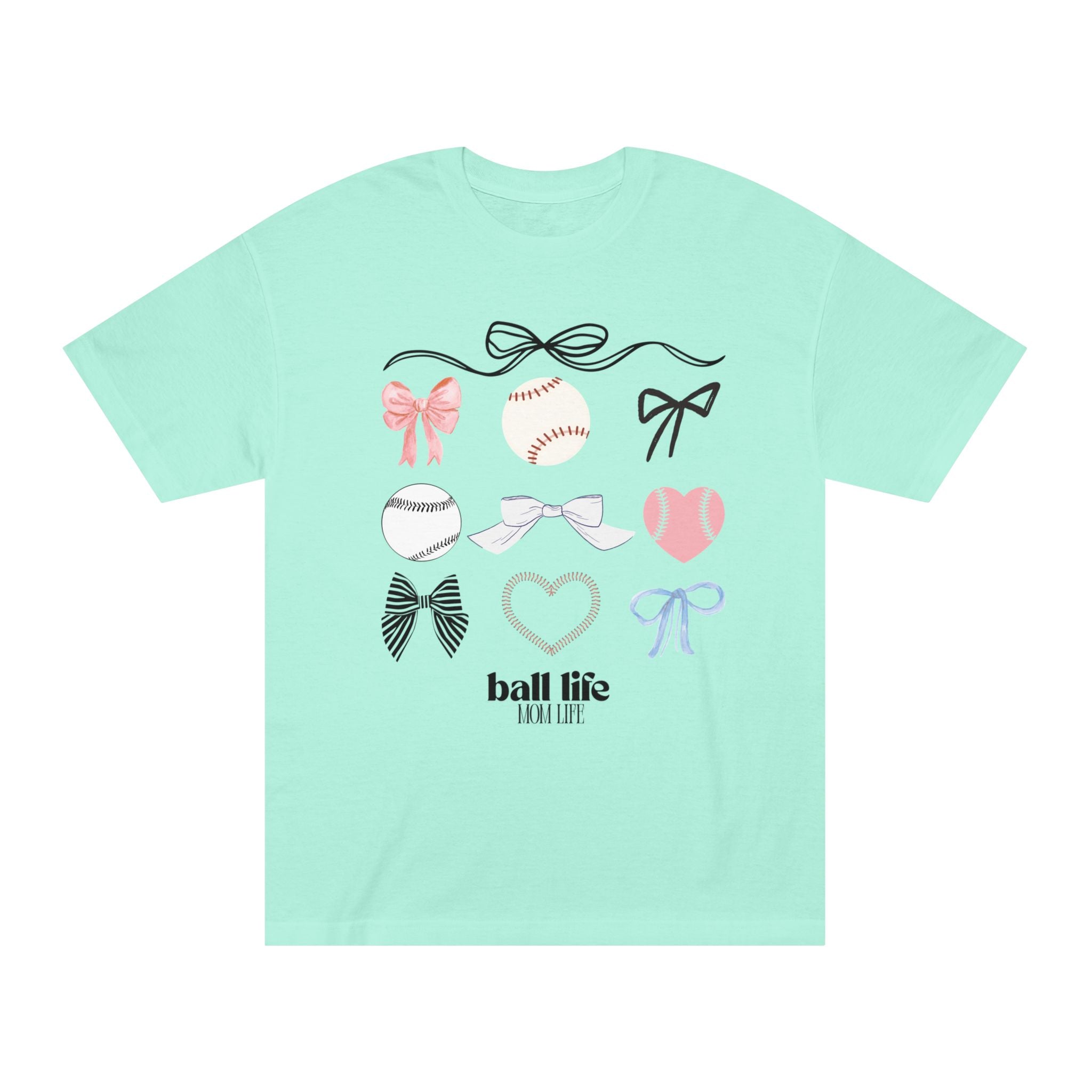Baseball Bow Graphic Tee — "Ball Life" Bows & Heart Sports Shirt