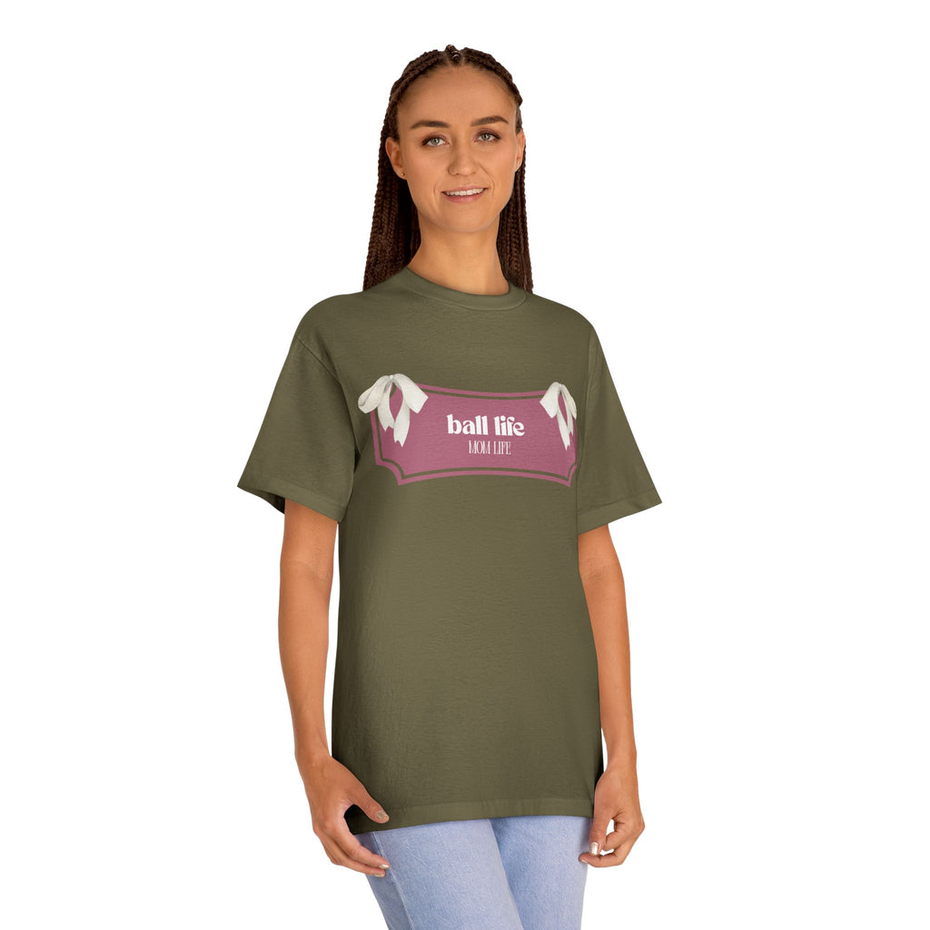 Mom Life Ball Life Ribbon Graphic Tee