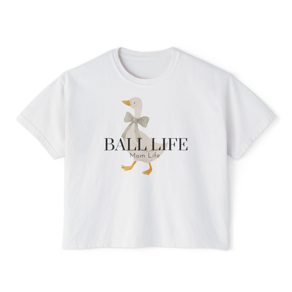 Women's Boxy Tee — Ball Life Mom Life Silly Goose Graphic