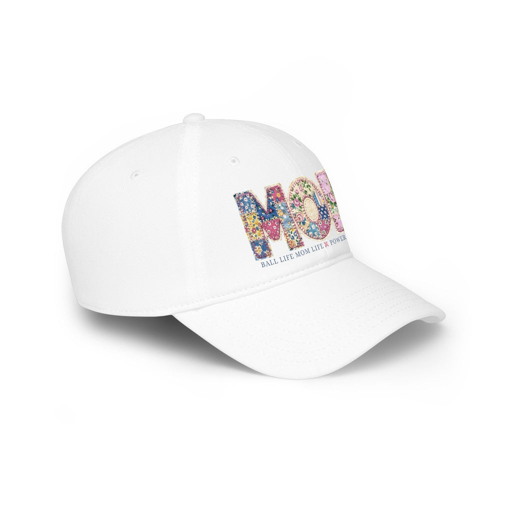 Floral 'MOM Life Ball Life' Quilted Baseball Cap Graphic — Mother's Game Day Hat