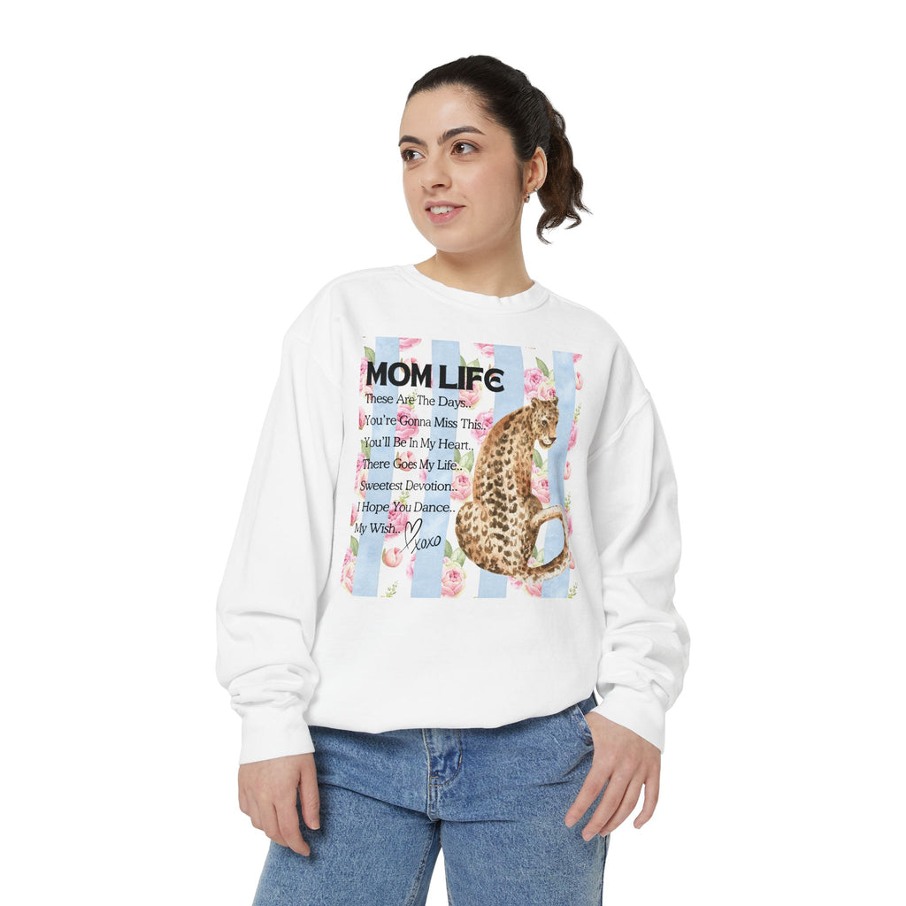Mom Life Leopard Print Sweatshirt - Floral Striped Song Title Crewneck