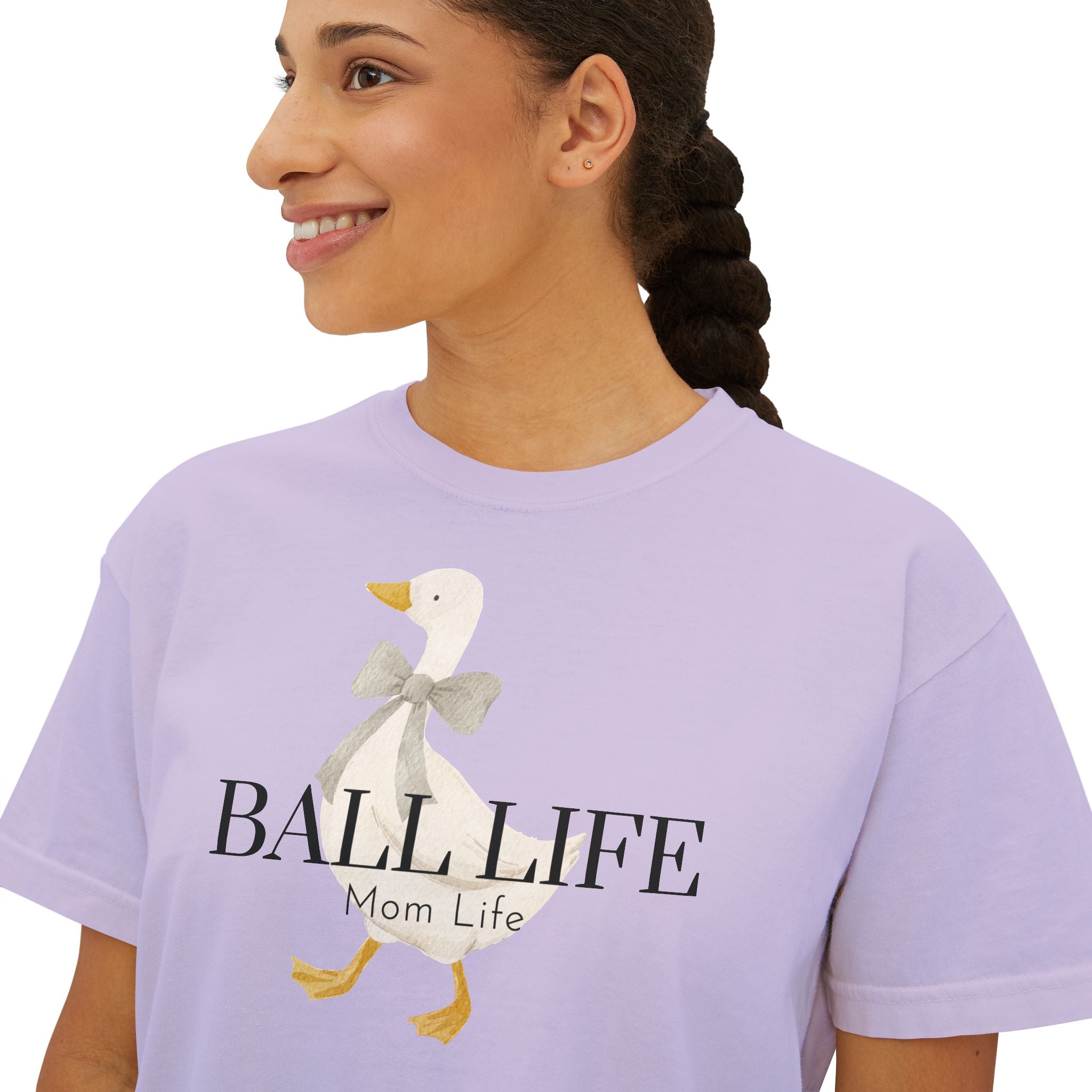 Women's Boxy Tee — Ball Life Mom Life Silly Goose Graphic