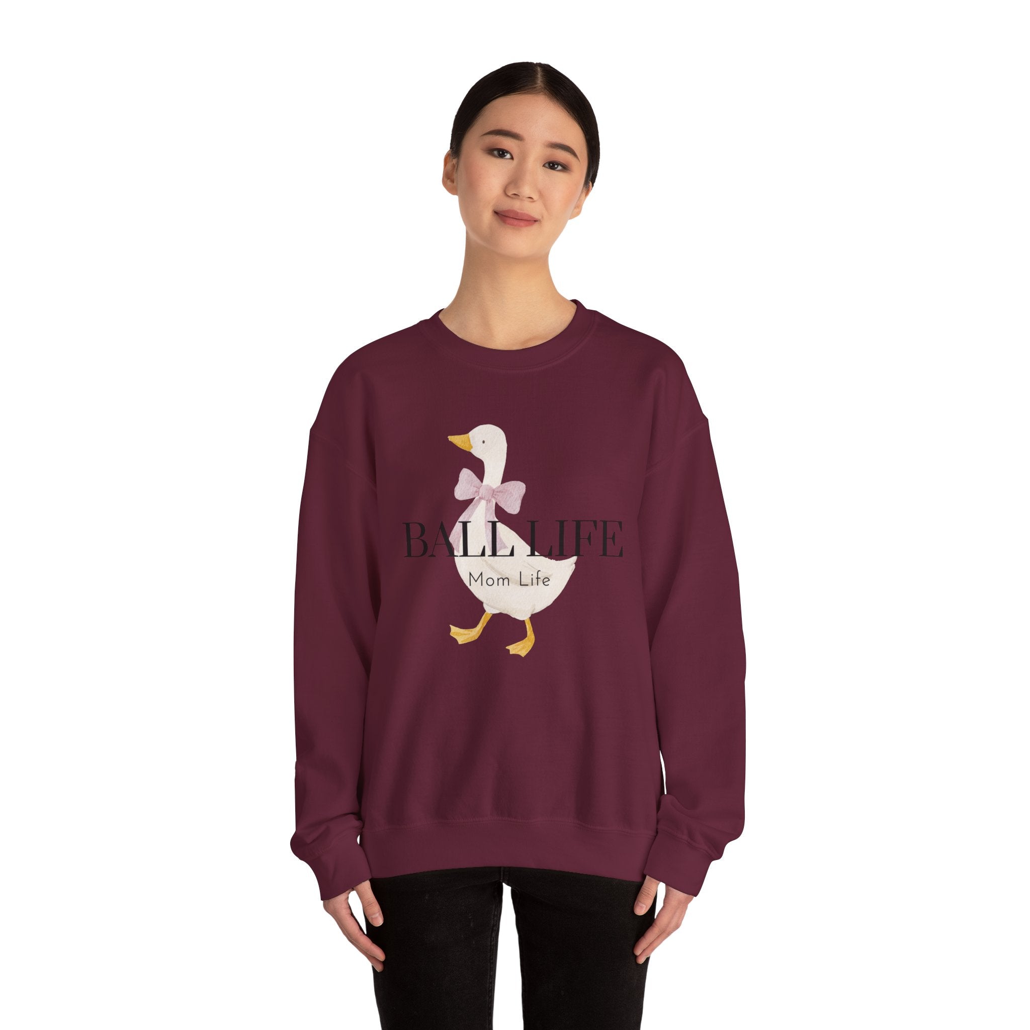 Goose Sweatshirt for Mom - Ball Life Mom Life Graphic Goose Crewneck Top