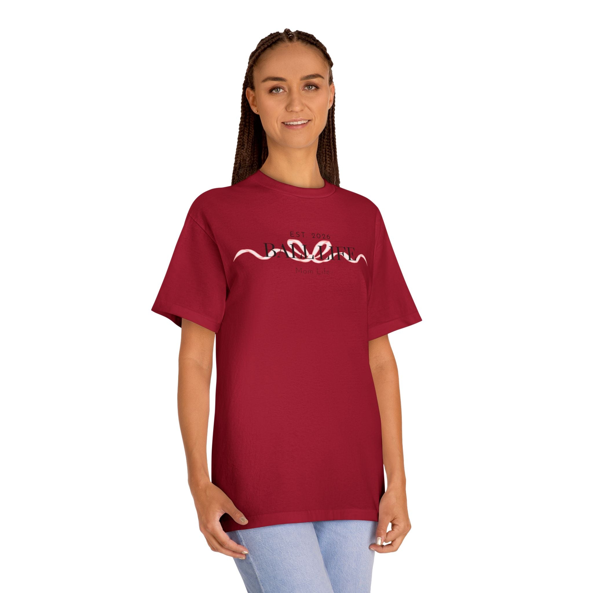 Bow Mom Life Tee — Est. 2026 Minimalist 'Ball Life Mom Life' Graphic T-Shirt